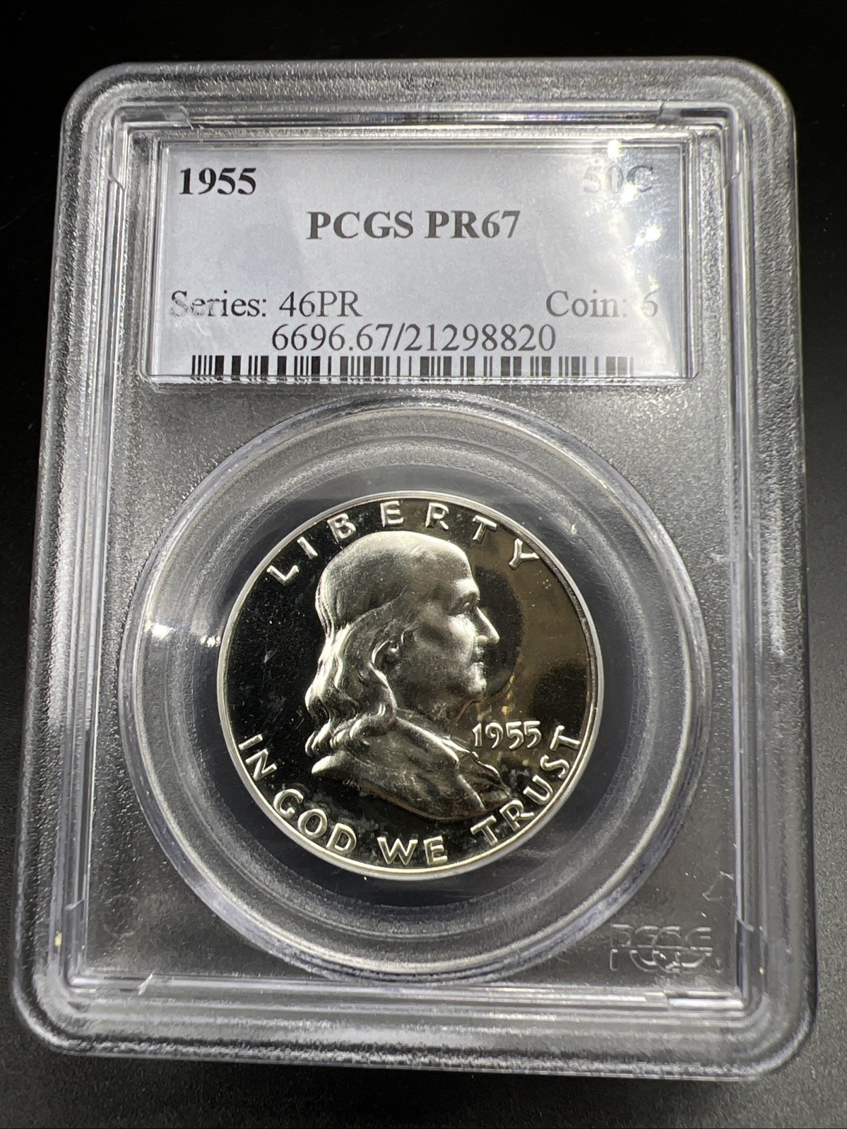 1955 50c Franklin 90% Silver Half Dollar Coin PCGS PR67 #820