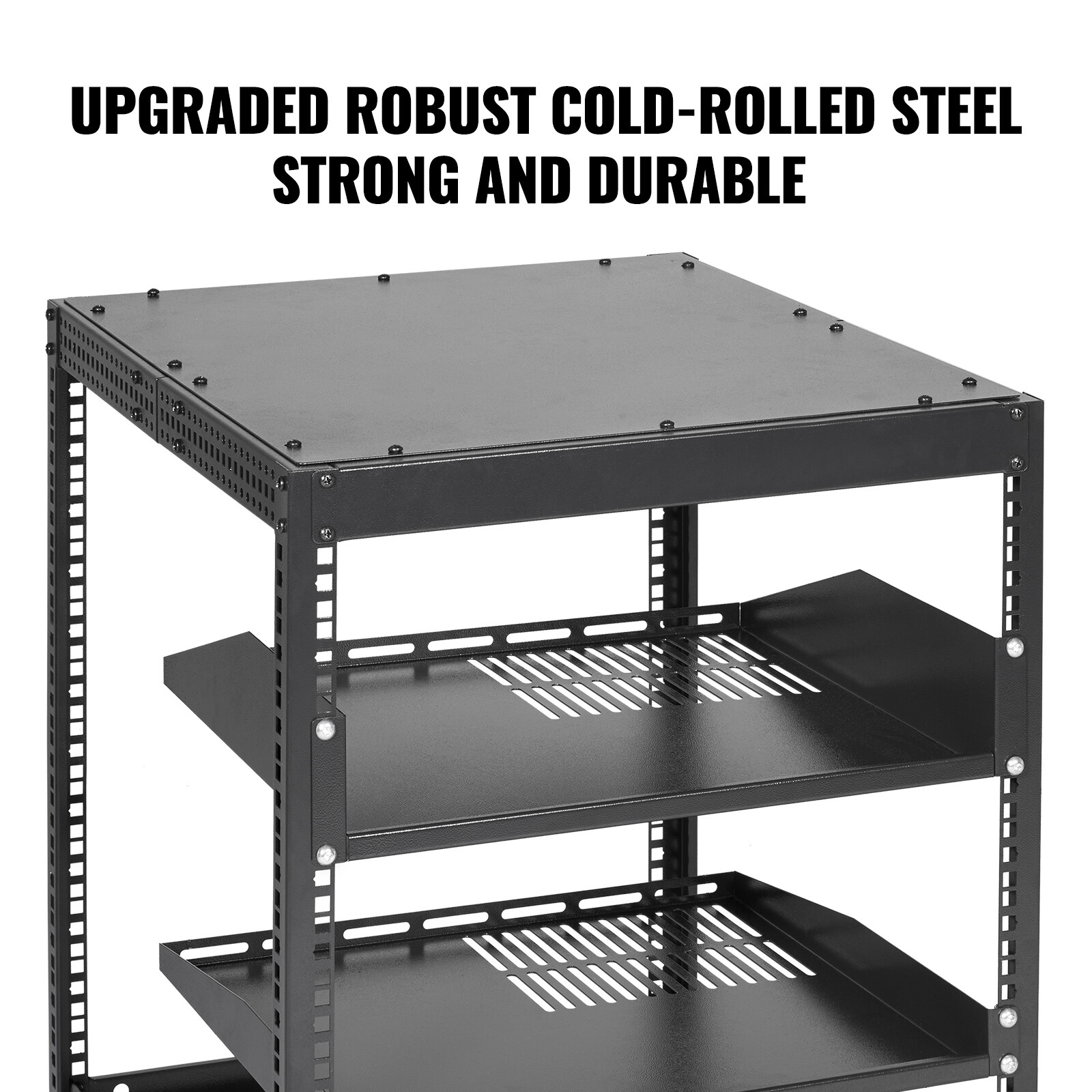 VEVOR 12U 4 Post Open Frame Server Rack Network Enclosure 15''-40'' Adjustable