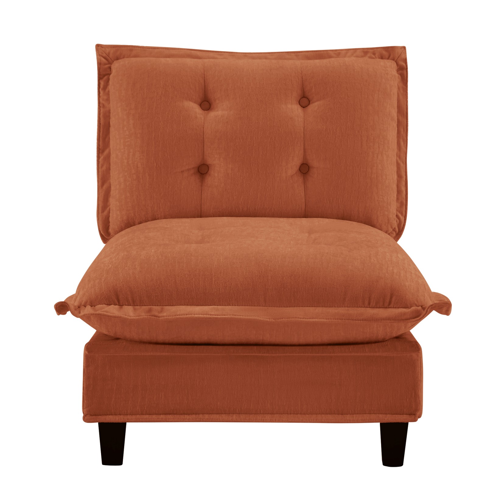 73" Armless Sofa Chenille Orange Modular 1-Seat
