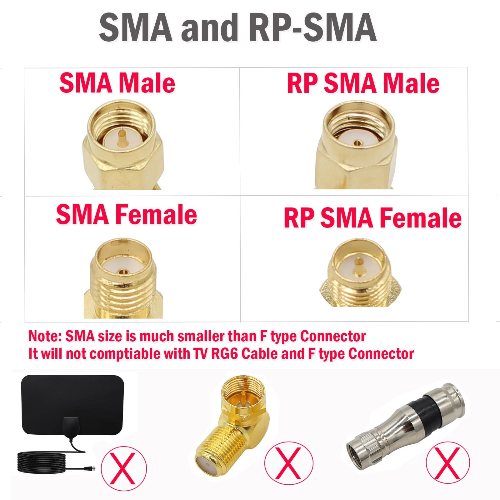 exgoofit SMA Adapter Kit, 18pcs, Gold Plated, Compatible with FPV 18 Type Set
