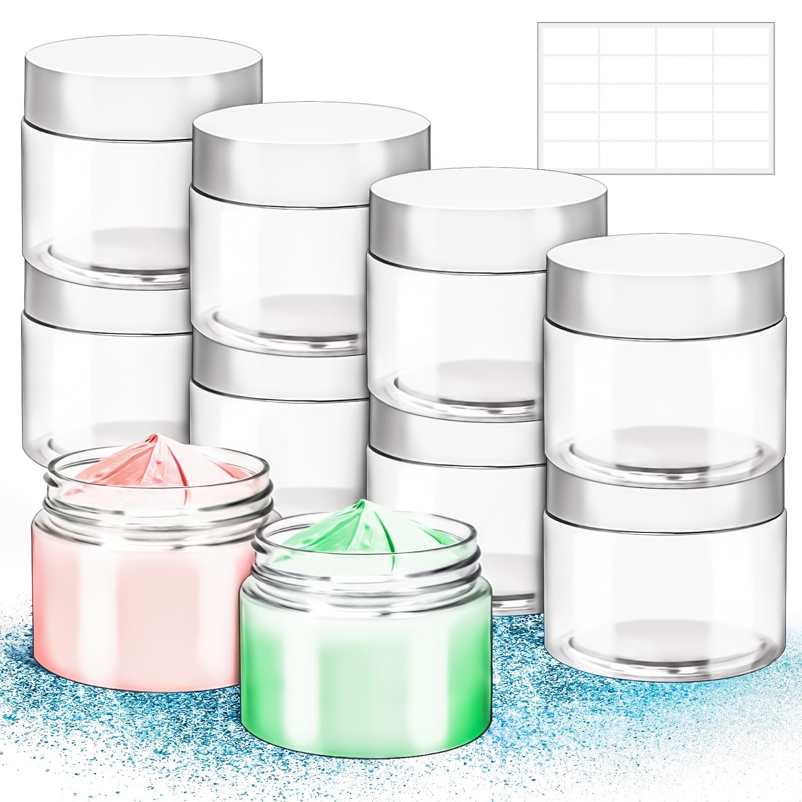 10 Pack 6oz Plastic Jars with Lids, 180ml Round Clear Cosmetic Containers Mak...