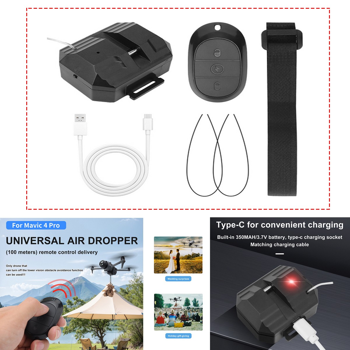 Universal Airdrop System For DJI Mavic 4 Pro Drone Gift Thrower Device Accessory