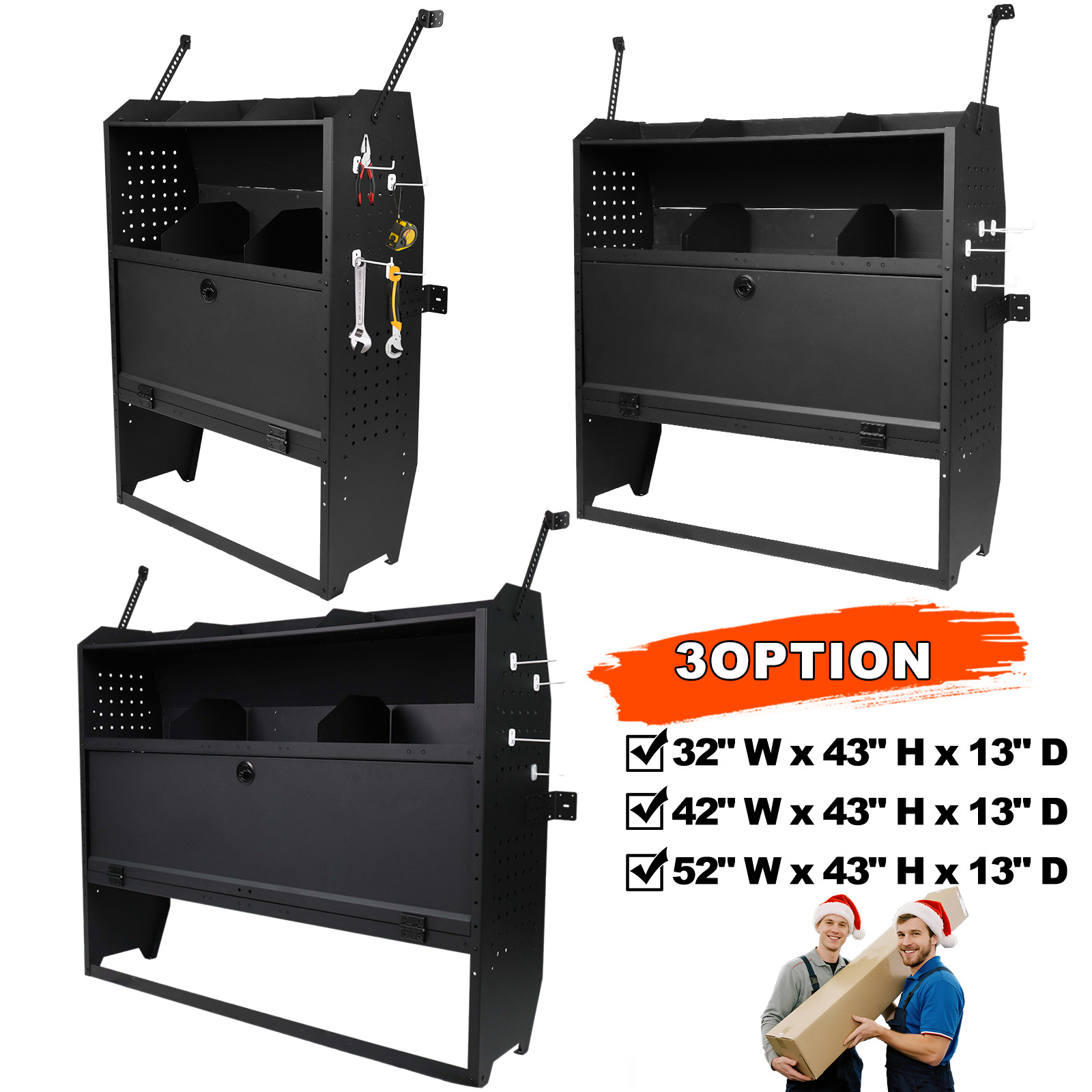 32"/42"/52" W For Transit Connect/Promaster City/NV200 Cargo Van Shelving w/Lock