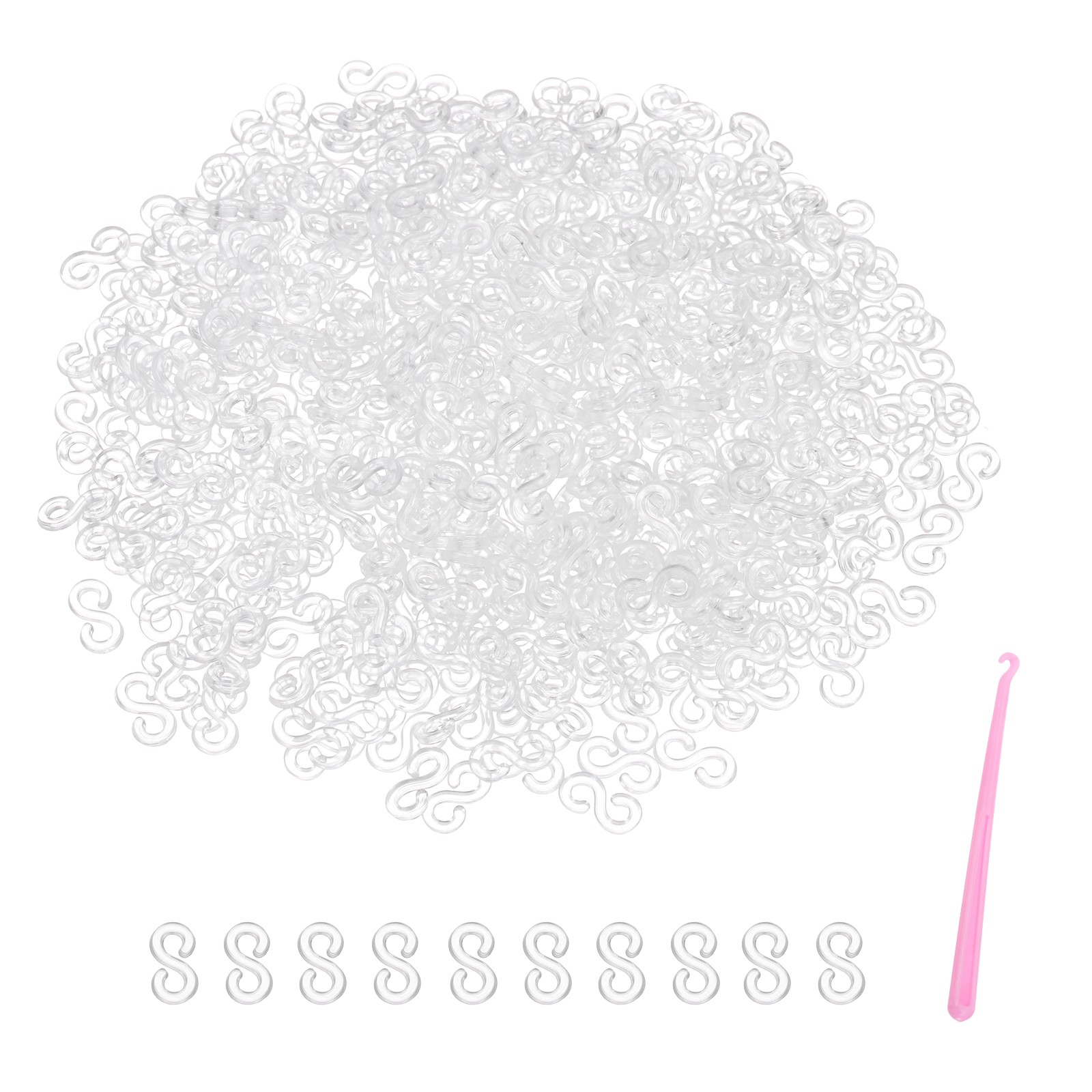 1000Pcs S Clips for Loom Rubber Band Bracelets(White)