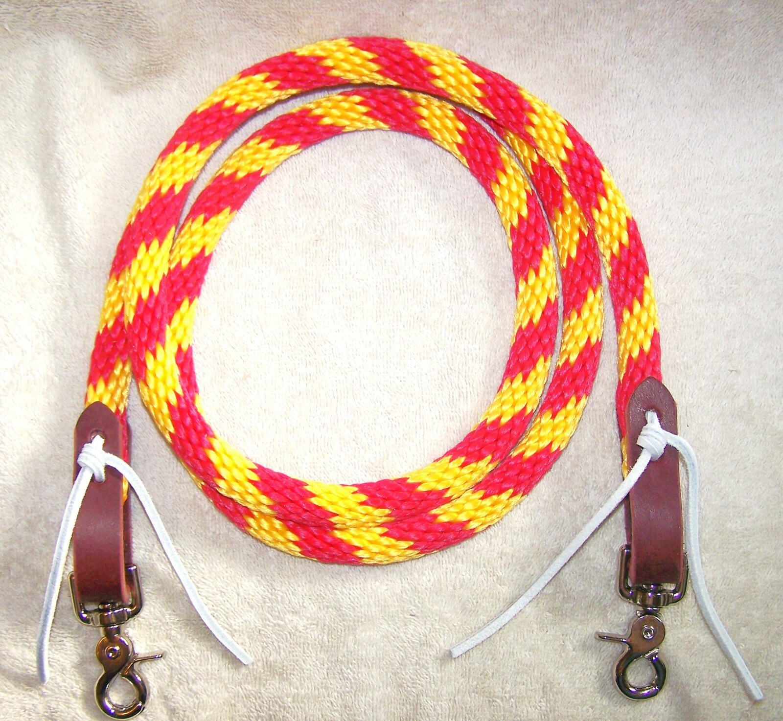 6' Reins Loop Rope Rein Barrel Race Pony Roping Single Rein red & yellow