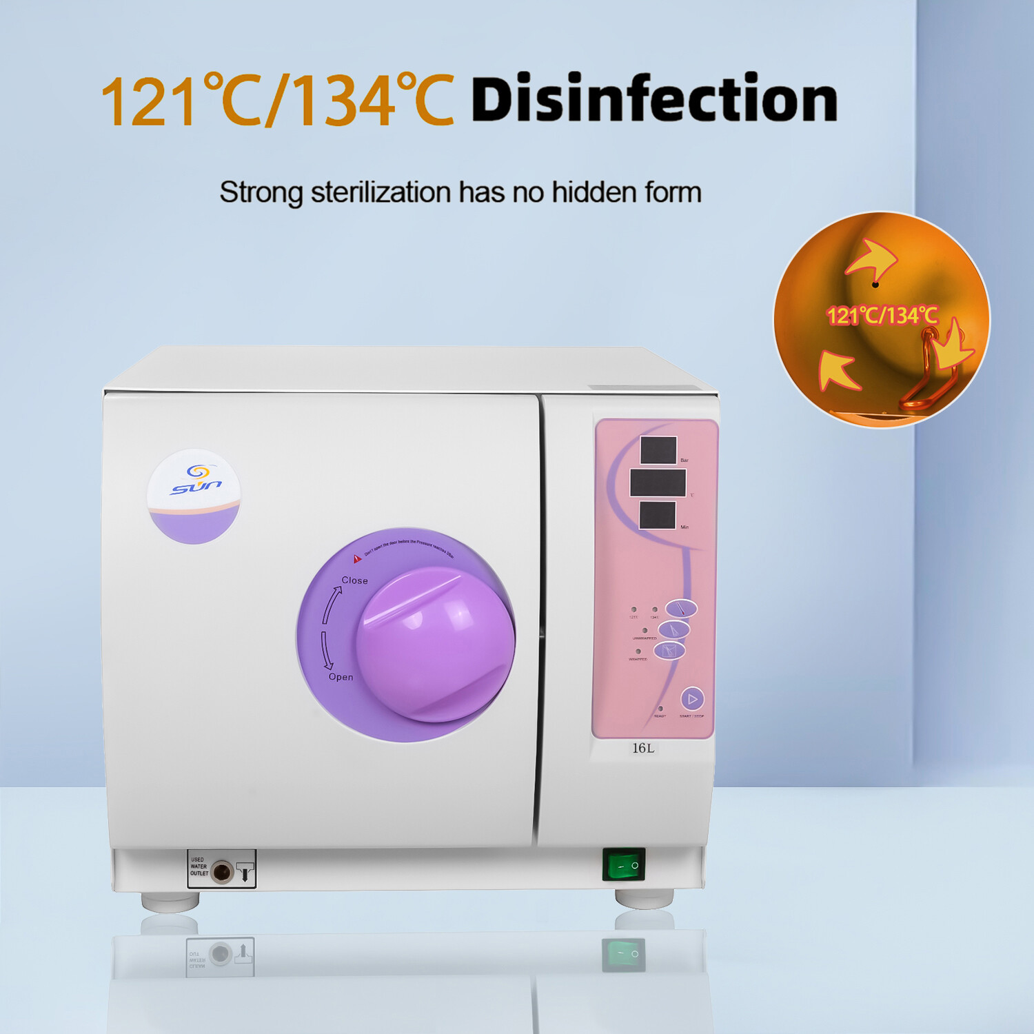 16L SUN Dental Autoclave Sterilizer Class N Pressure Steam Sterilizer SUN16-I US