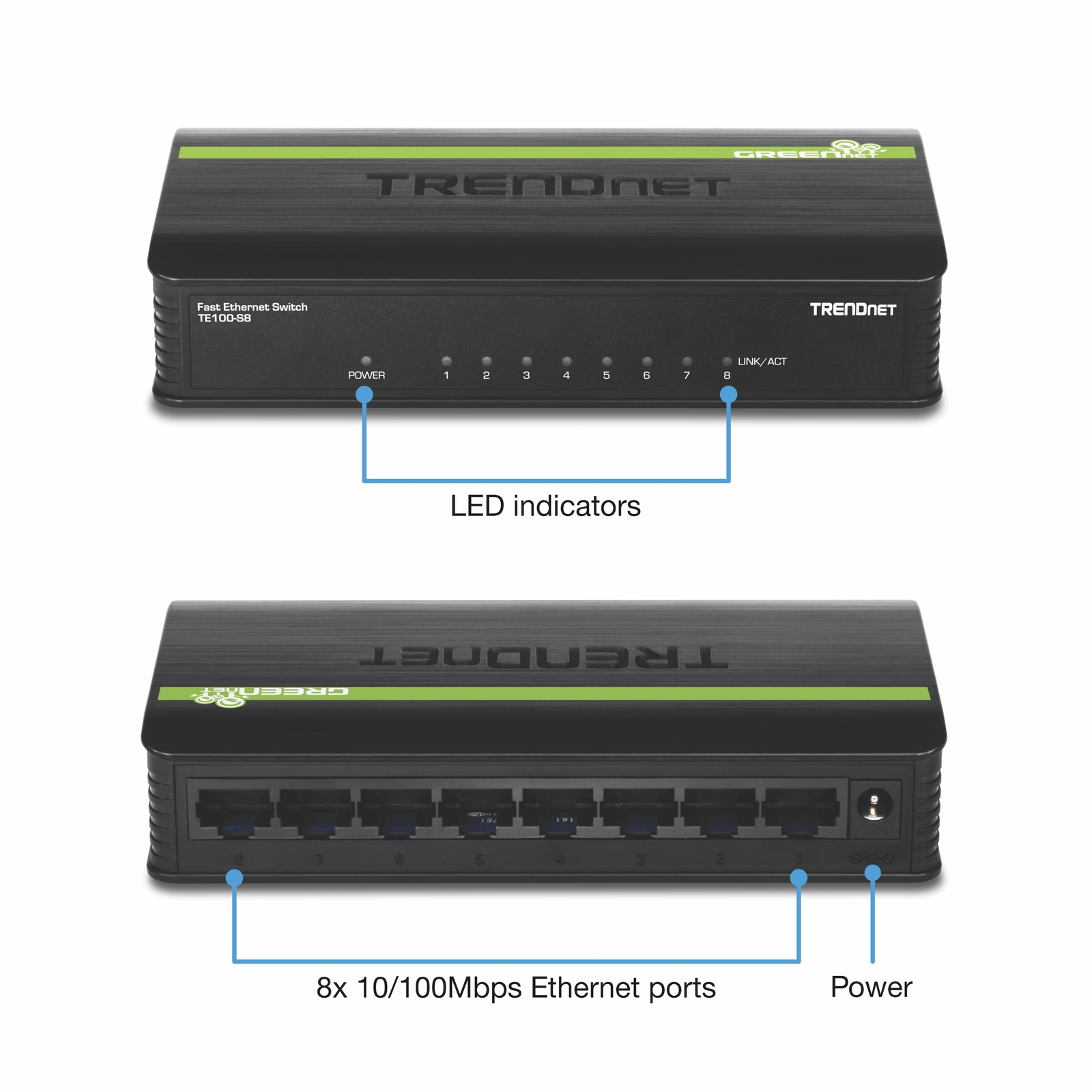 TRENDnet TE100-S8 8 Port 10/100Mbps Switch