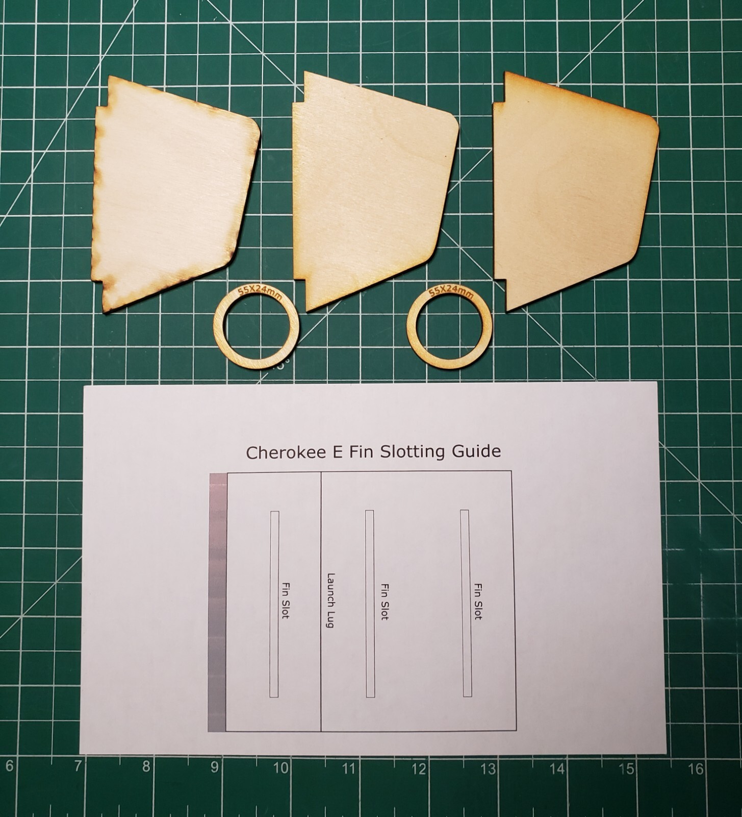 Cherokee E Model Rocket Plywood Fin Upgrade for Estes kit #2408 w/slotting guide