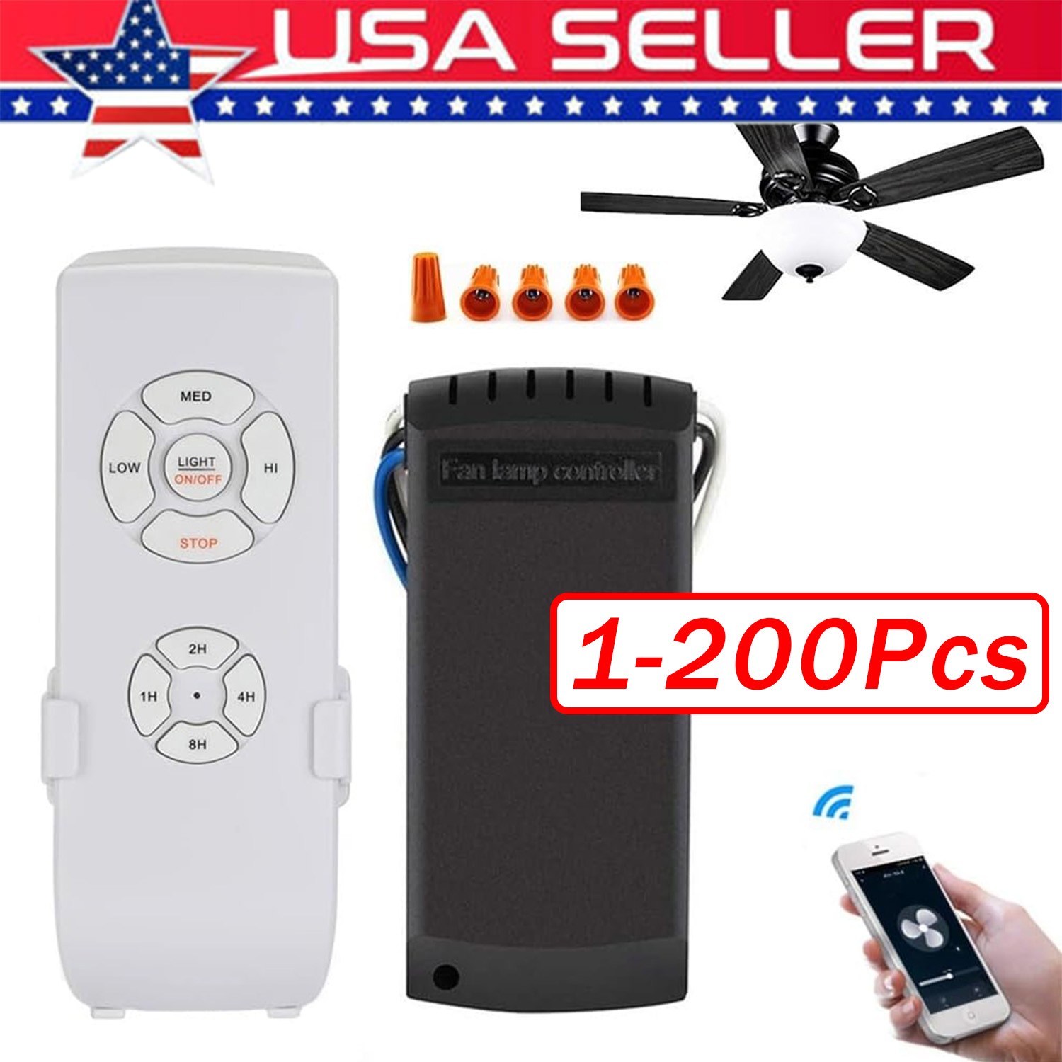 Universal Wireless Remote Control and Receiver Kits for Ceiling Fan Lamp Home