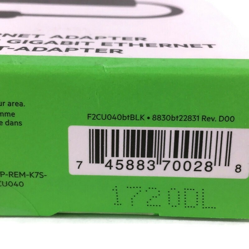 NEW Lot of 6 Belkin USB-C to Gigabit Ethernet Adapter 5" F2CU040btBLK  (GD)