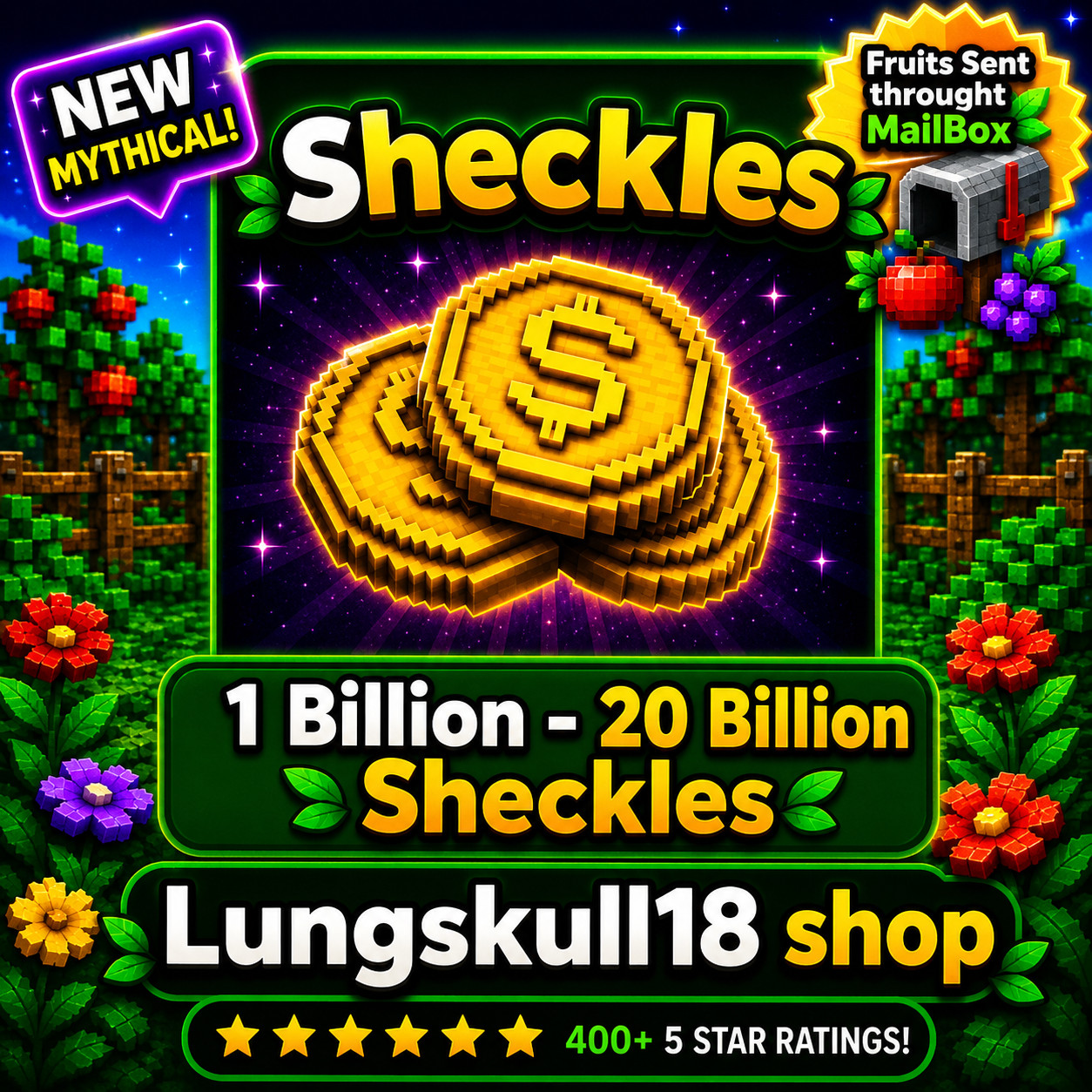 🪴Grow a Garden 2 | 5B - 100B  Sheckles (Fruits) (MailBox) | GAG2 Fast & Cheap