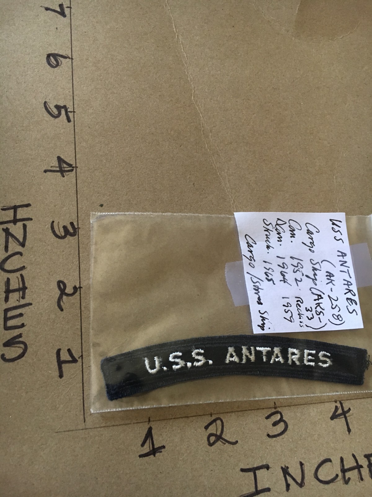 US NAVY SHOULDER STRIP TAB *** rocker *** Patch USS Antares