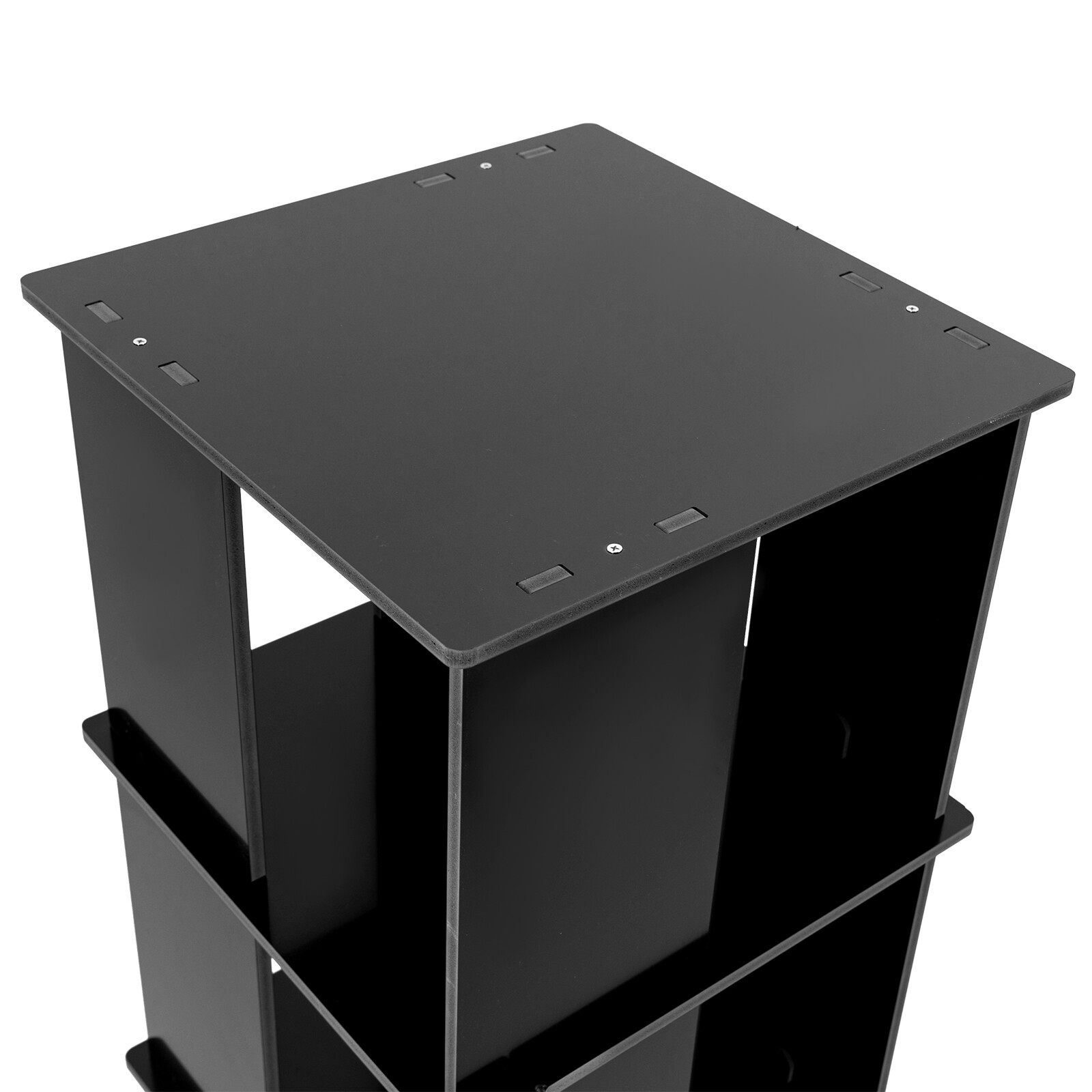 Black Bookcase Storage Shelf 360° Rotating Bookshelf Freestanding Display Rack