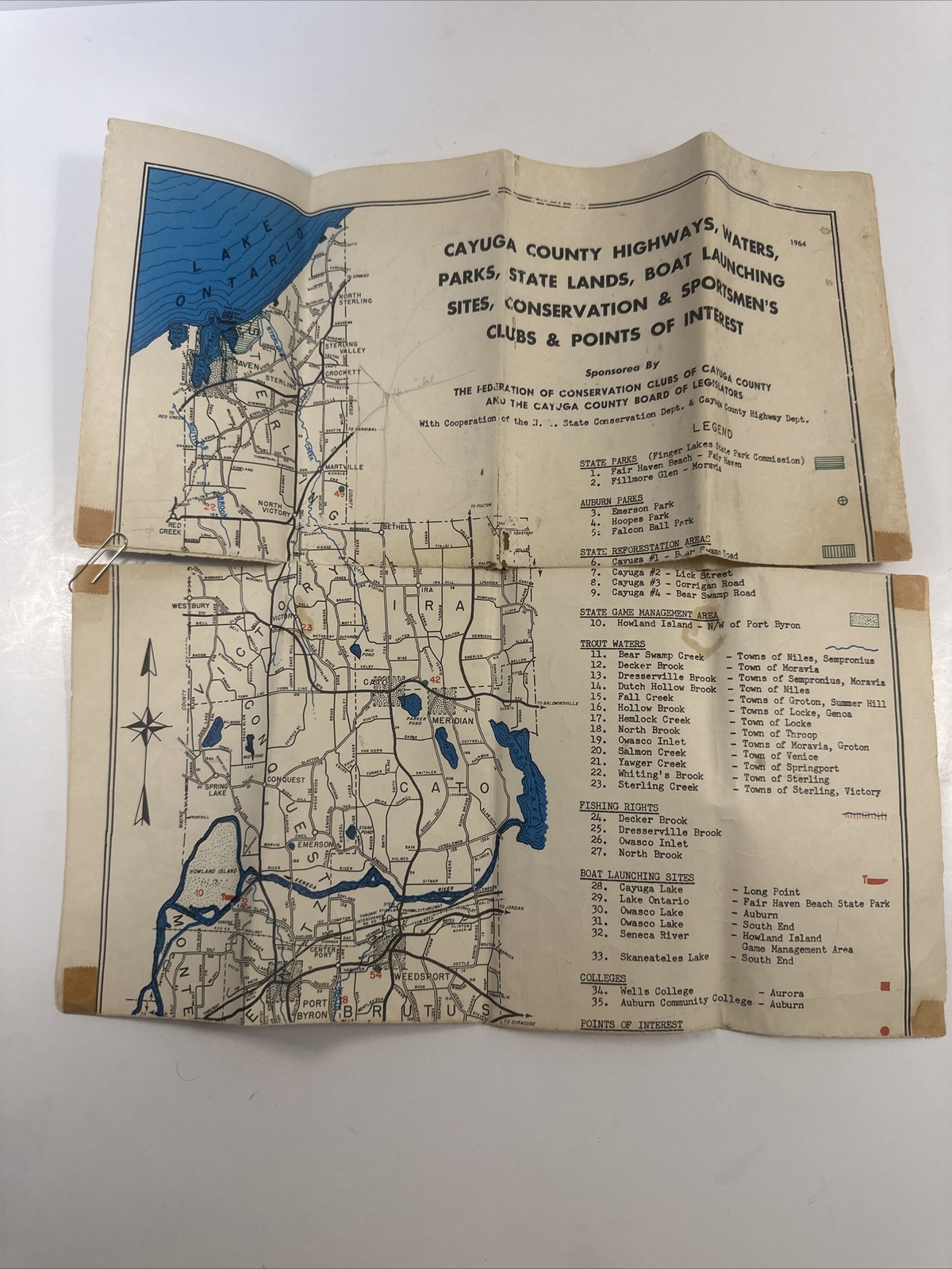 Cayuga County Highways, Waters, Parks, State Lands, Boat Launching Sites Etc