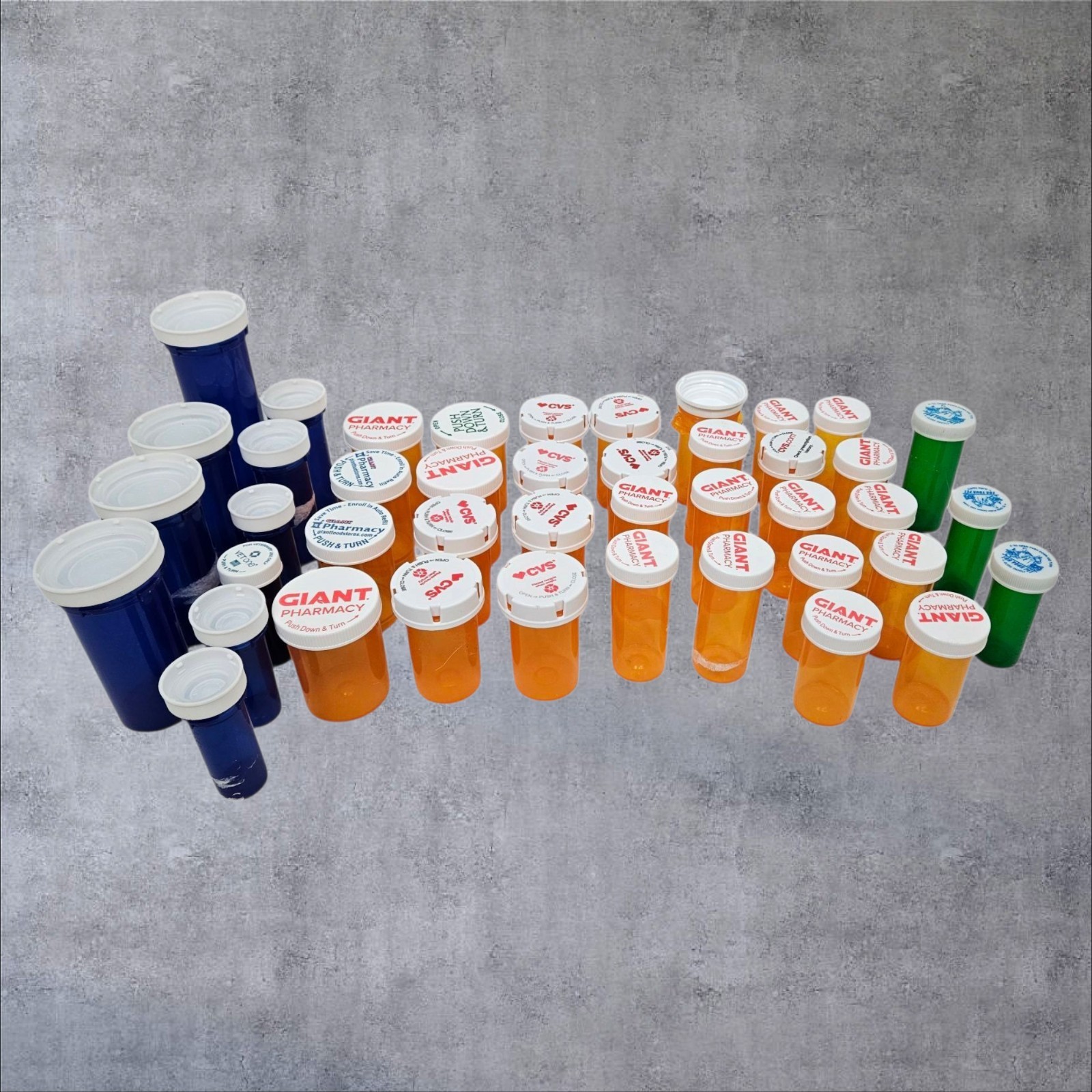 Lot of 43 Mixed Sizes Prescription Rx Pill Bottles Empty Craft Storage VariColor