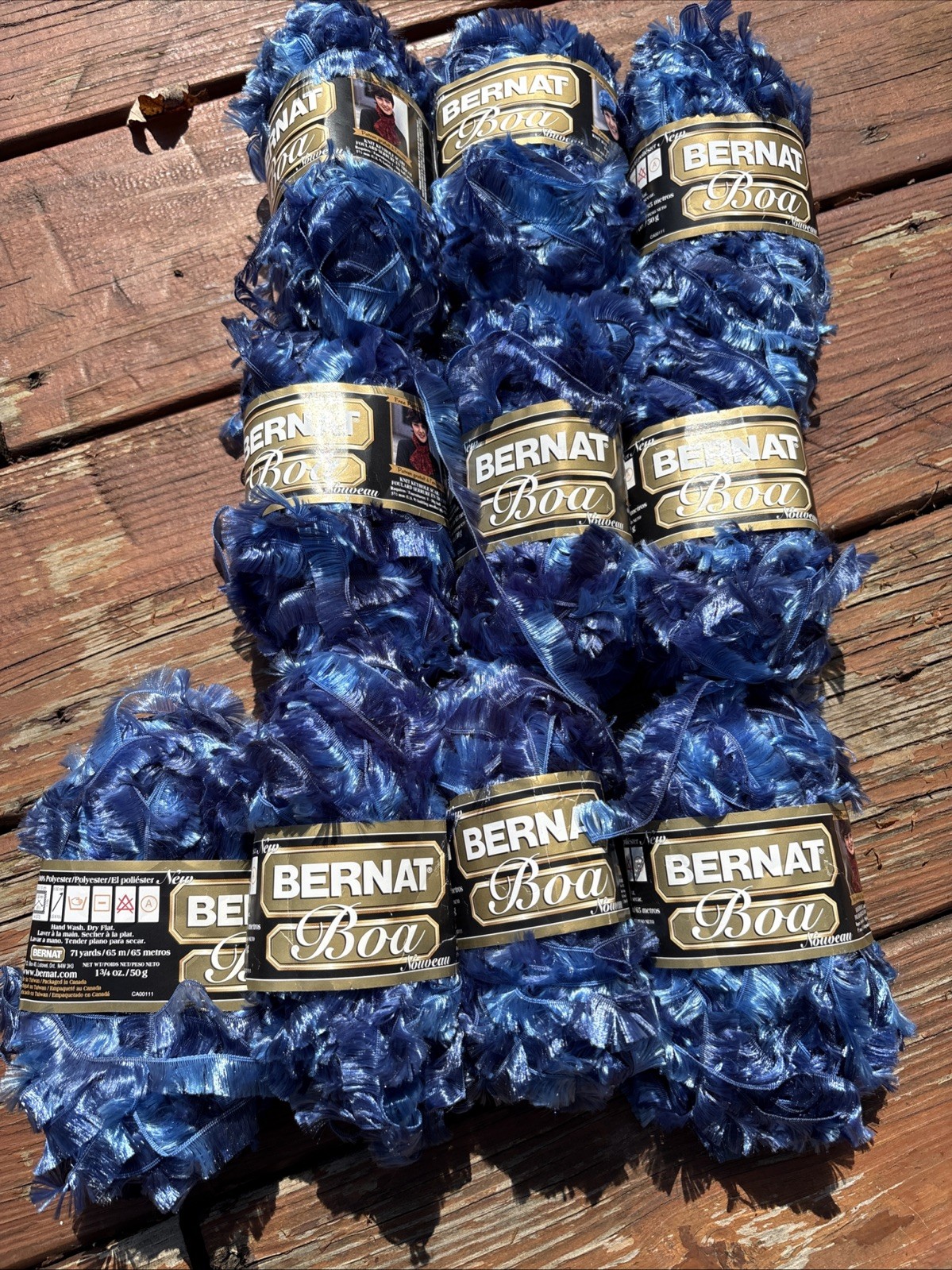 Lot of 10 - Bernat Boa Eyelash Yarn 71 Yards/65m Color: Blue Bird 81105