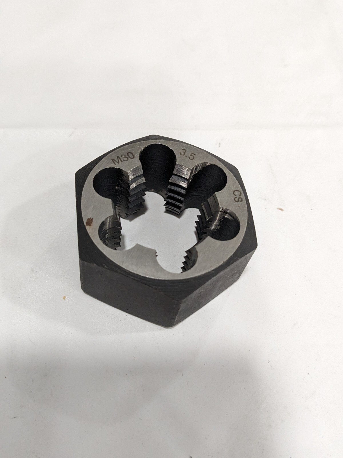 Hex Rethreading Die: M30x3.5, 1" Thick, Right Hand, Carbon Steel 364-0304