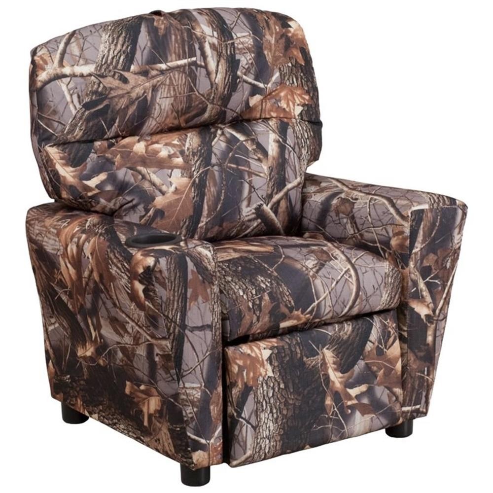 Flash Furniture Fabric Kids Recliner with Cup Holder in Camouflage Brown