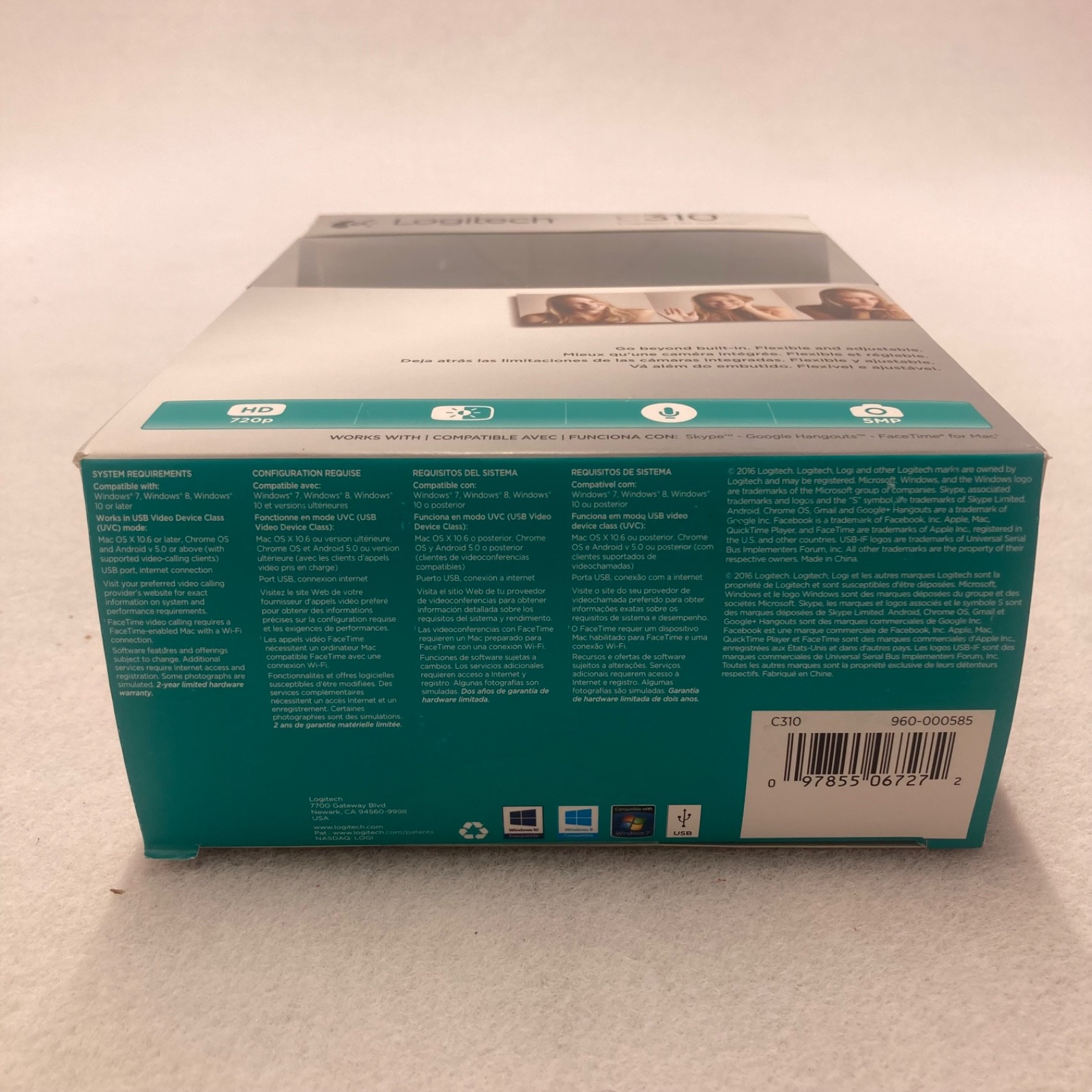 Logitech C310 HD Webcam Black 720p 960-000585 New
