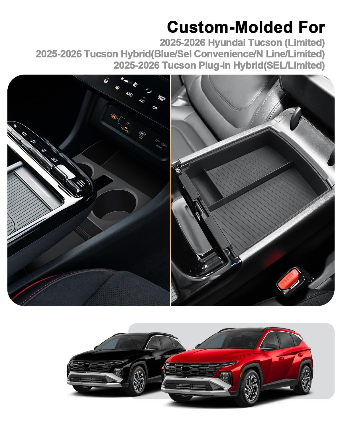2026 Tucson Center Console Organizer Set DoubleLayer Armrest & Tray