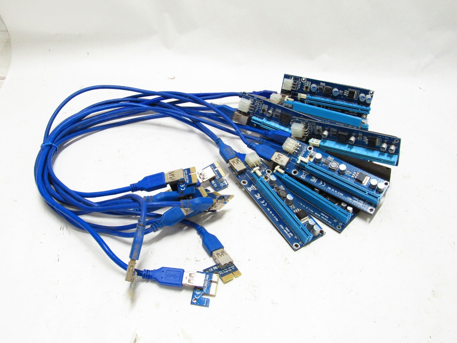A Set of Five Mini PCI-E Express 1x To 16x USB 3.0 Extender Riser Card Adapter