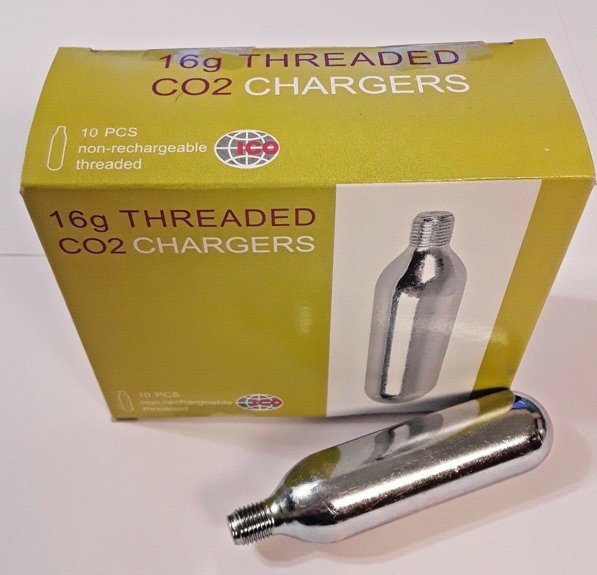 40 CO2 cartrg 16g threaded food svc iCO tire inflator sports C02 soda 16 gram TH