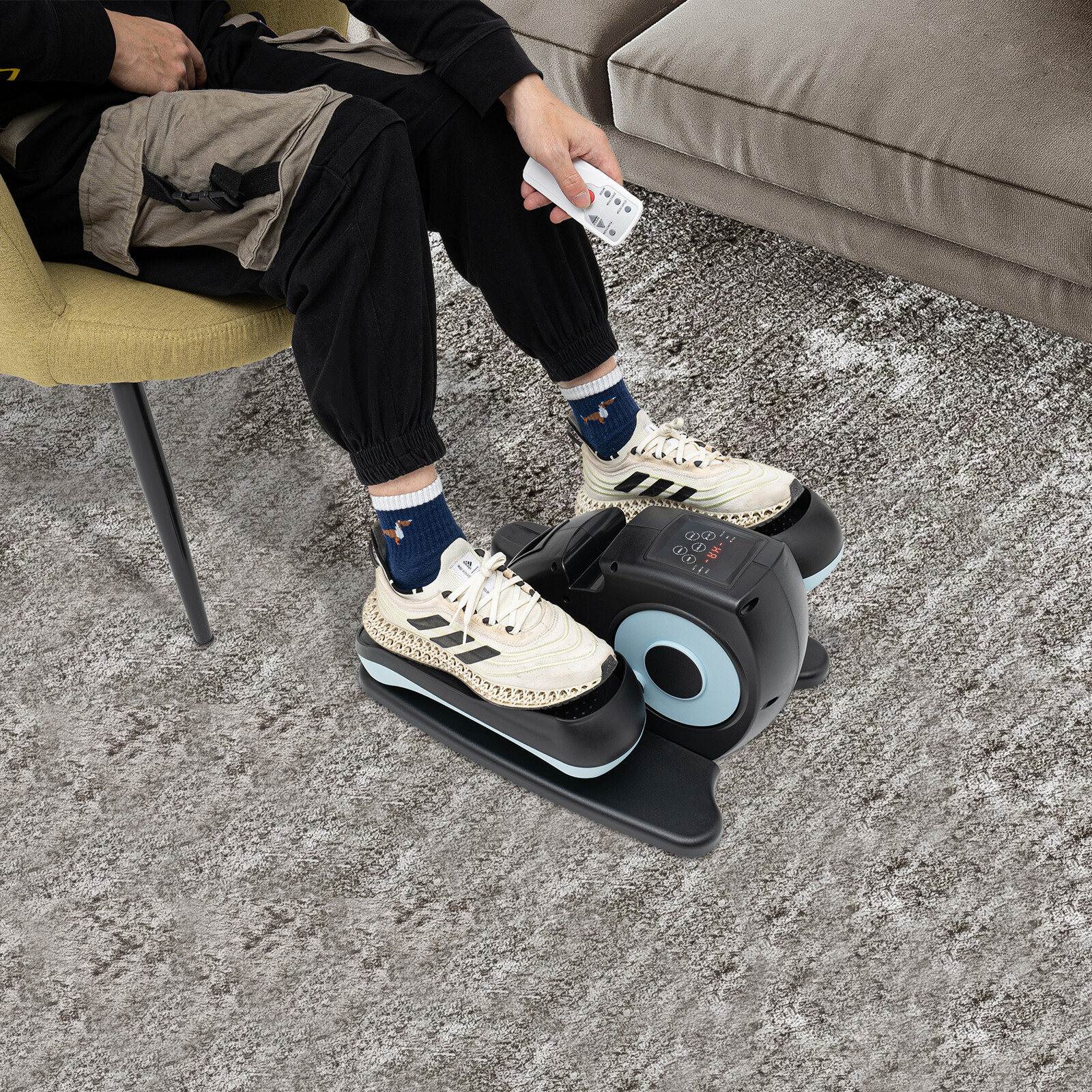 Motorized Under-Desk Elliptical Trainer With Remote & LCD Display Blue