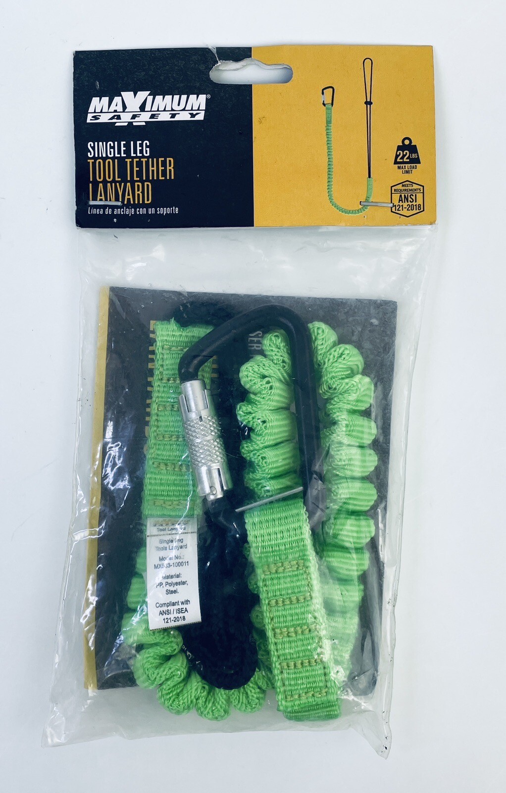 Maximum Safety Tool Tether Lanyard MX533-100011 22lbs Hold