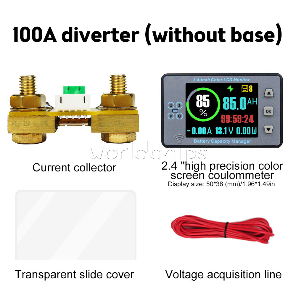 2.4 inch Bluetooth Voltage Current Capacity Meter Battery Coulometer DC 8-100V
