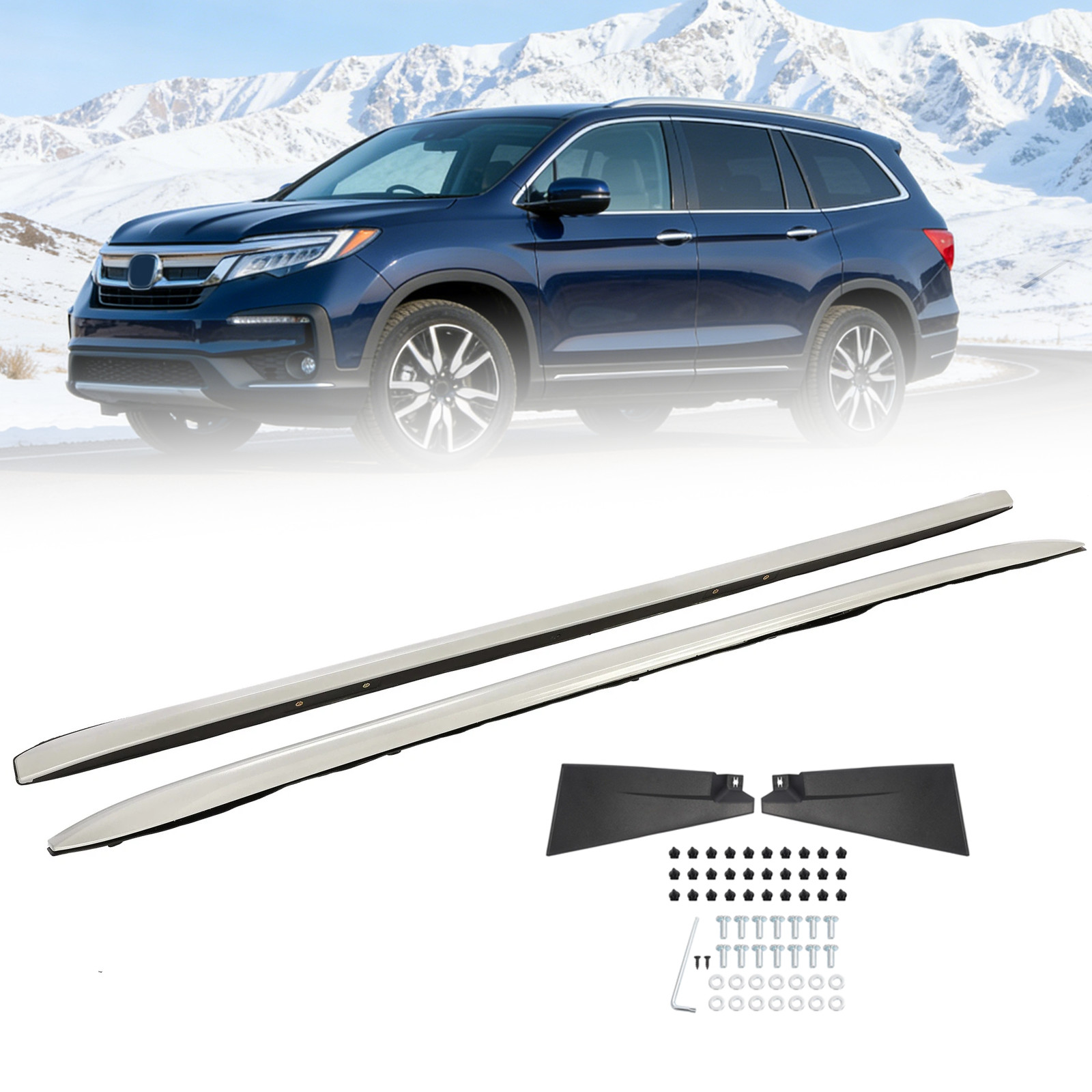 Pair Top Roof Rack Side Rails Luggage Cargo Carrier For 2016-2022 Honda Pilot