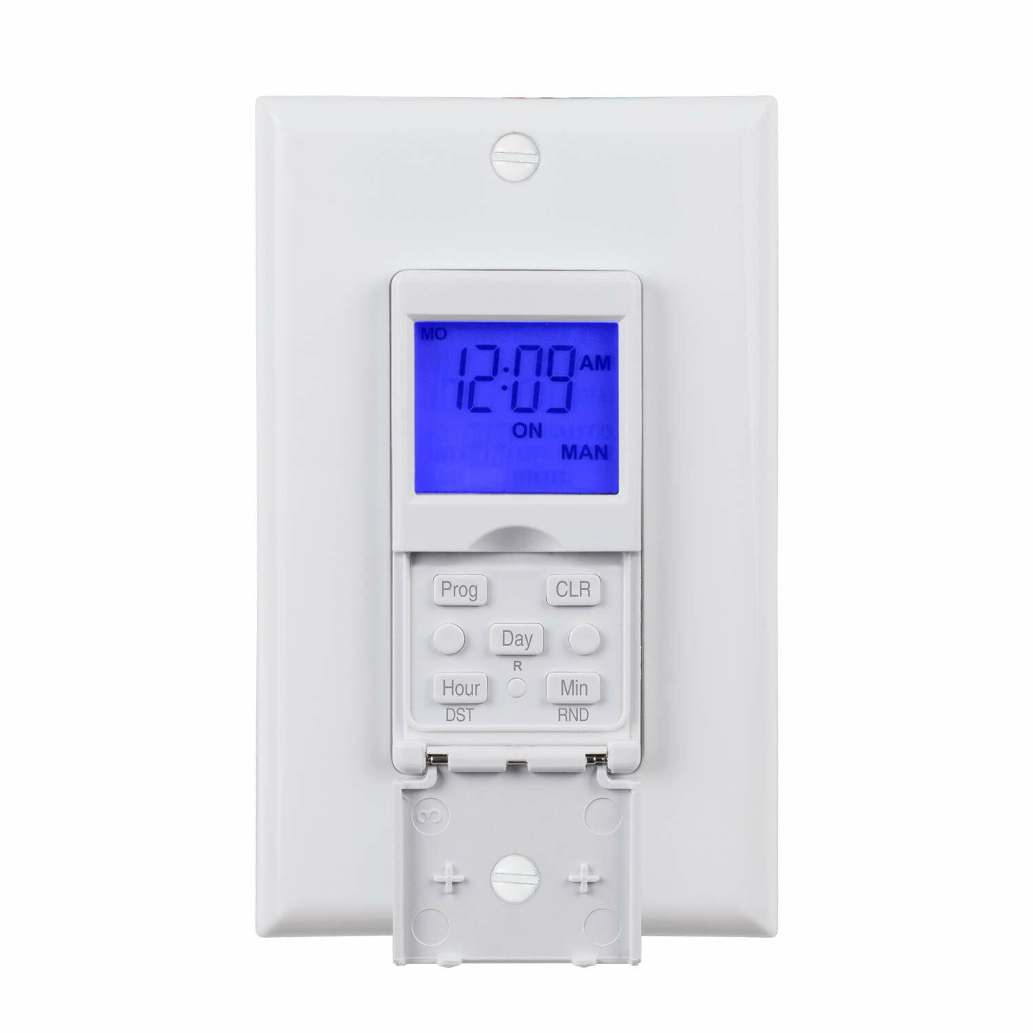 BN-LINK 7 Day Programmable Timer Switch, Single or 3 Way, blue background light