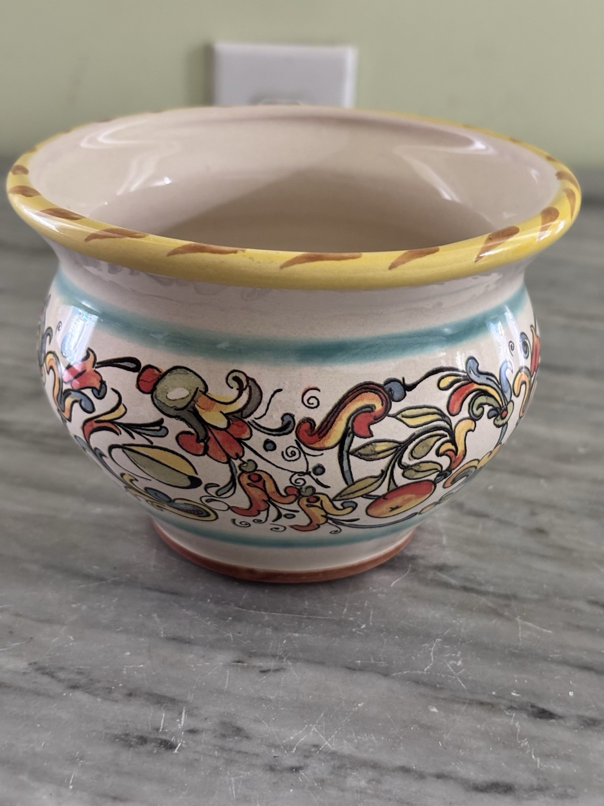 Mini Italian Majolica Cachepot Meridiana Planter Hand Painted Italy