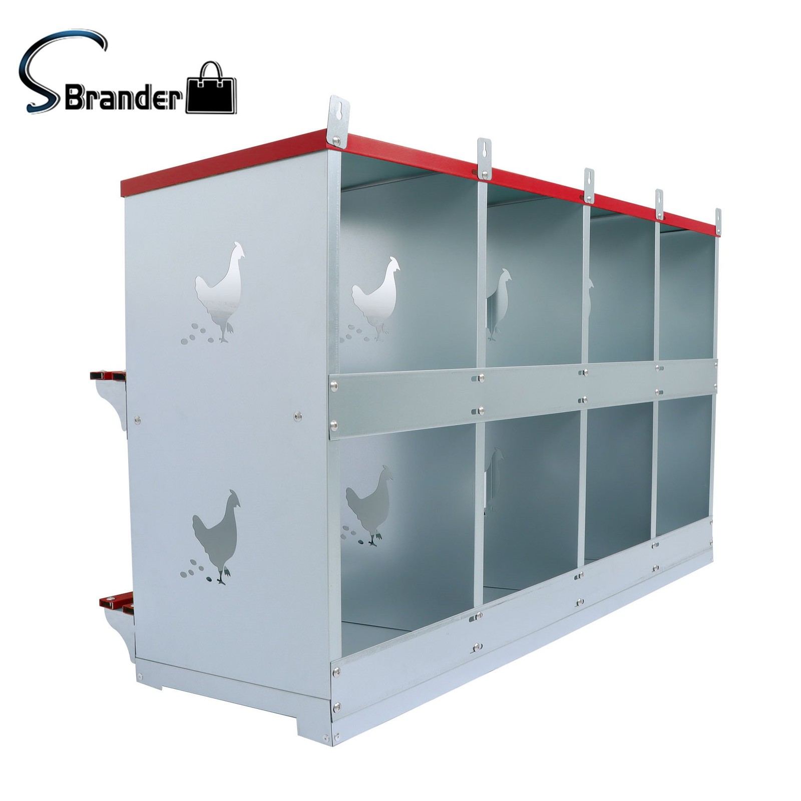 Chicken Nesting Boxes 8 Compartment Metal Poultry Nest Box Easy To Install