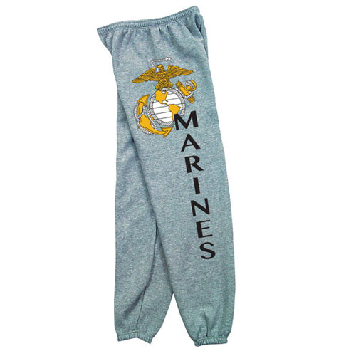 Marine Corps Eagle Globe and Anchor Gray Sweatpants - USMC Sweats - New