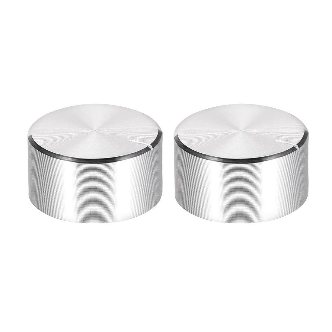 uxcell 2pcs Potentiometer Knob Knurled Shaft 25mmx13mm 2pcs, Silver Tone