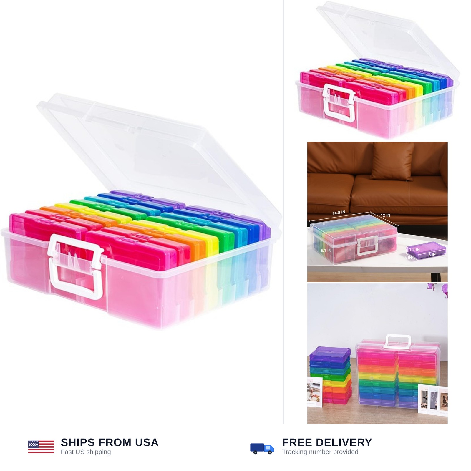 novelinks Photo Storage Boxes with Handle, Photo Organizers and Storage | 1Pa...