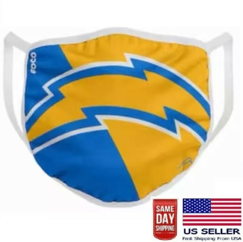 LA Chargers Face Mask Cloth Reusable Washable Elastic Cotton Unisex Adult US New