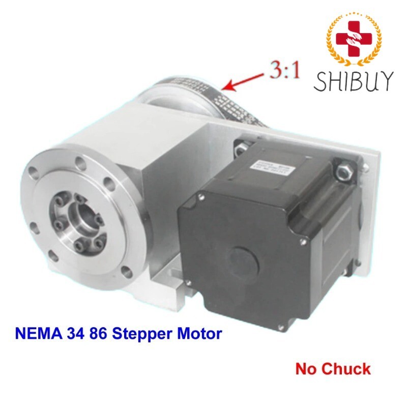 4 Axis 4th A Axis Rotary Axis NEMA 34 86 Stepper Motor CNC Indexing Head 4 Jaws