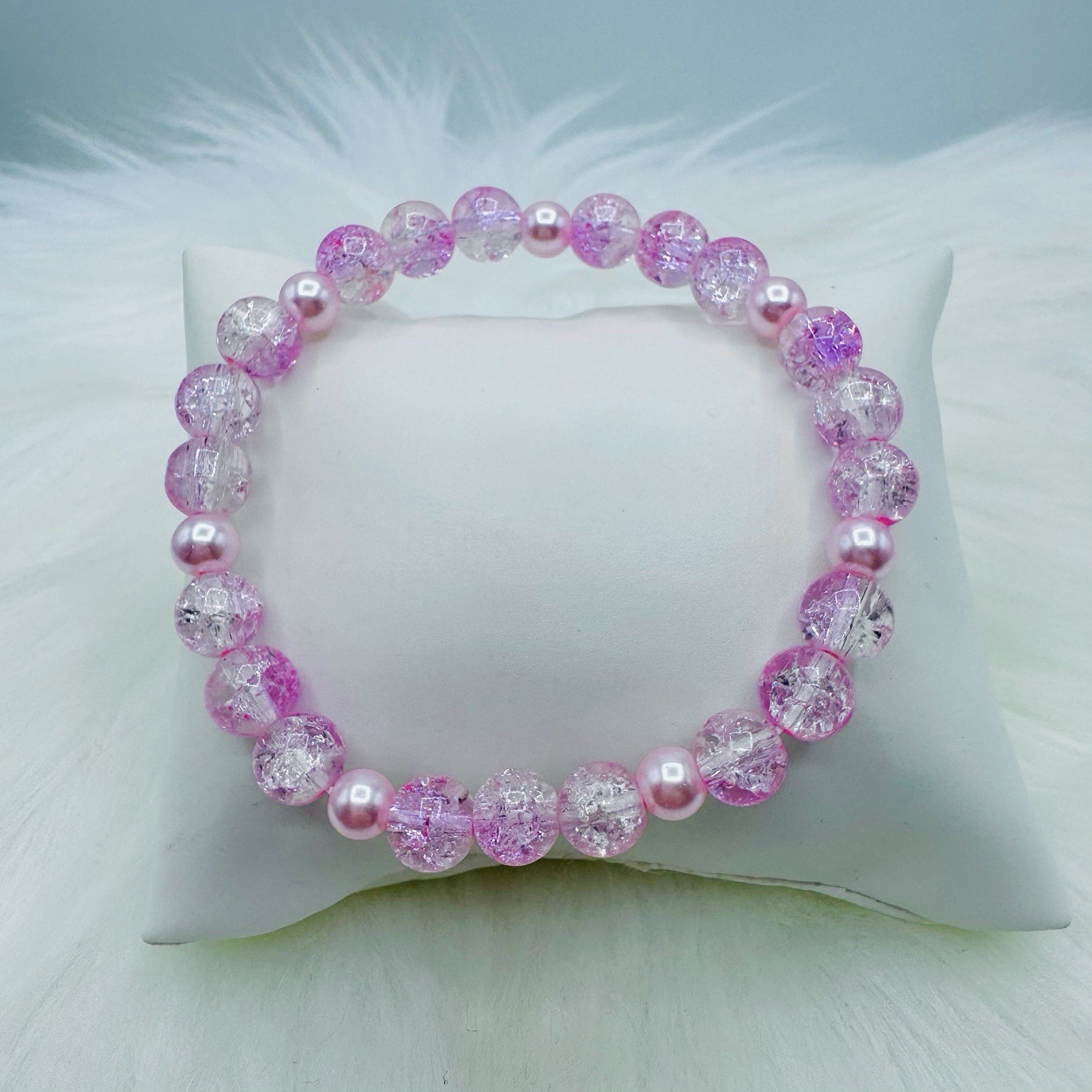 Gradient Glass Beaded Bracelet Style A Pink