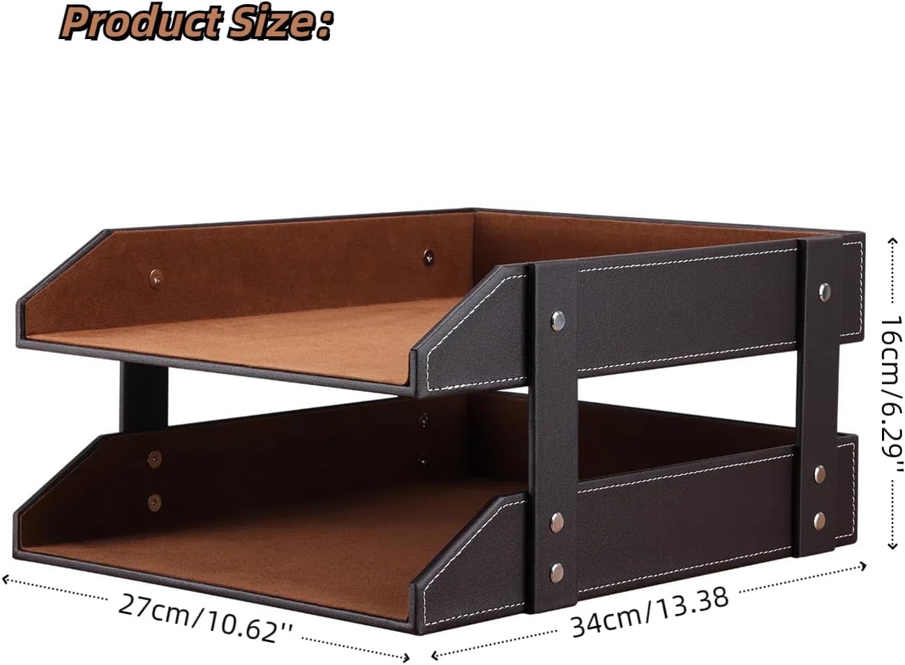 Letter Tray Leather Paper Organizer Tray Wooden Desk File Holder Desktop File