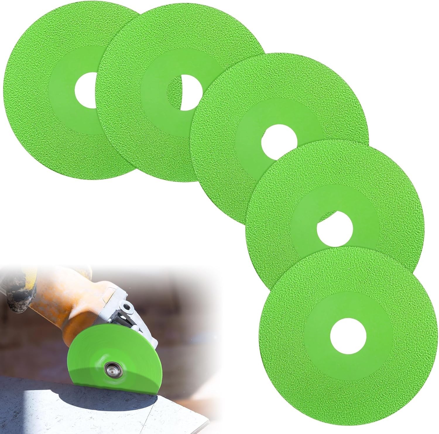 Lothee 5 Pcs Rock Slab Grinding Disc, 4 Inch Glass Cutting Disc for Angle Grinde