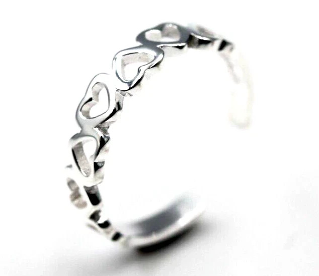Genuine 925 Sterling Silver Delicate Adjustable Heart Toe Ring