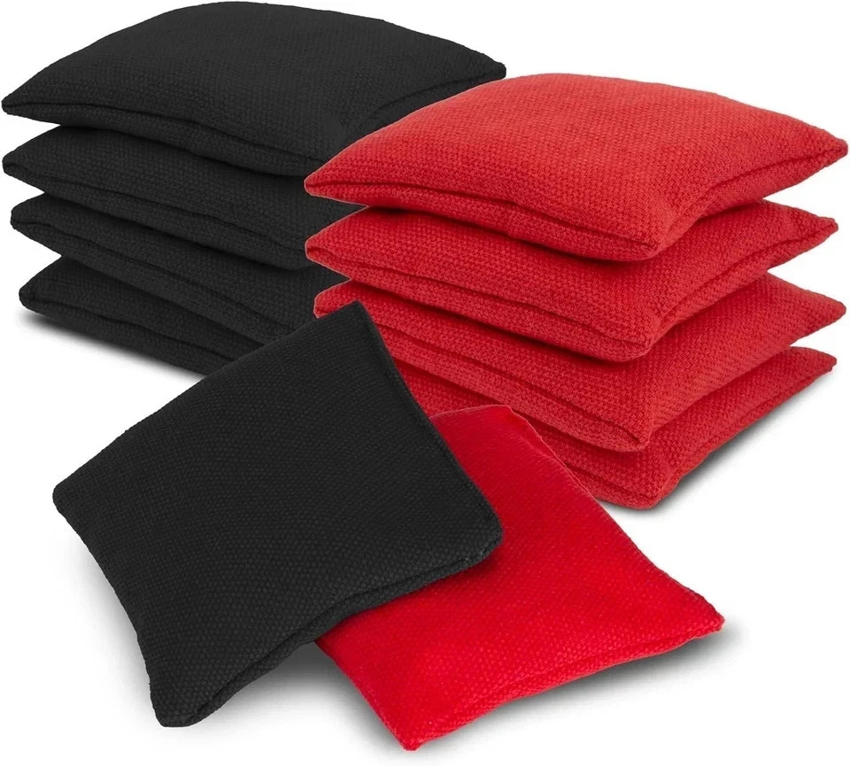 8-Pack Cornhole Bean Bags - 4 Black & 4 Red for Outdoor Games and Events...