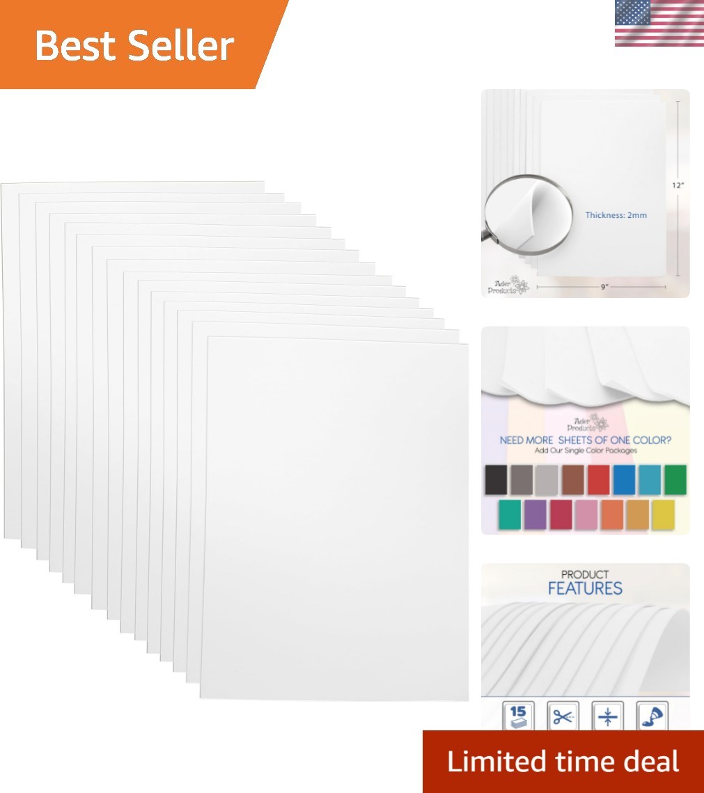 15 White EVA Foam Sheets 9x12” - Perfect for Kids Crafts, Costumes & More