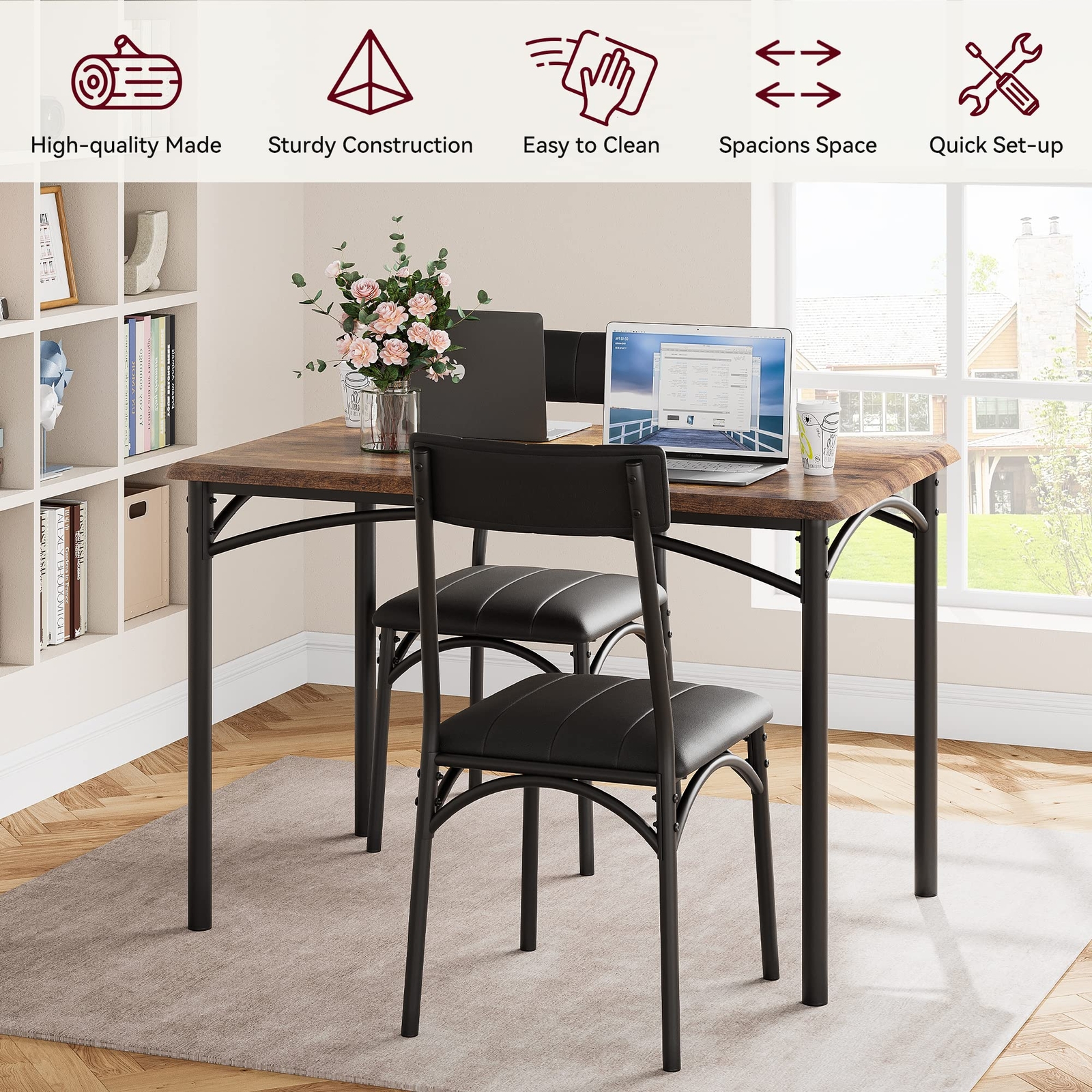 5 Piece Dining Room Table Set for 4 Kitchen Table and 4 Upholstered Chairs Home