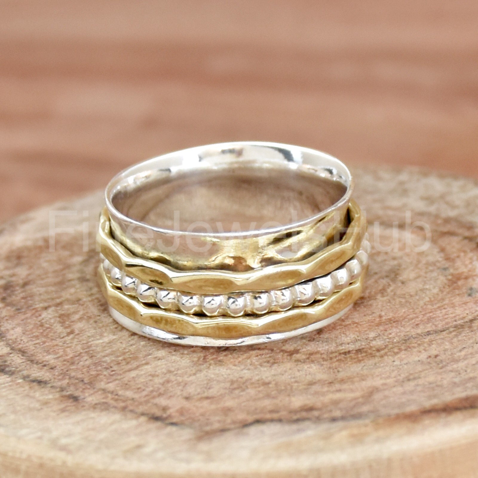 Spinner Ring, Two Tone Multi Band Ring, Handmade Meditation Ring, Women Ring