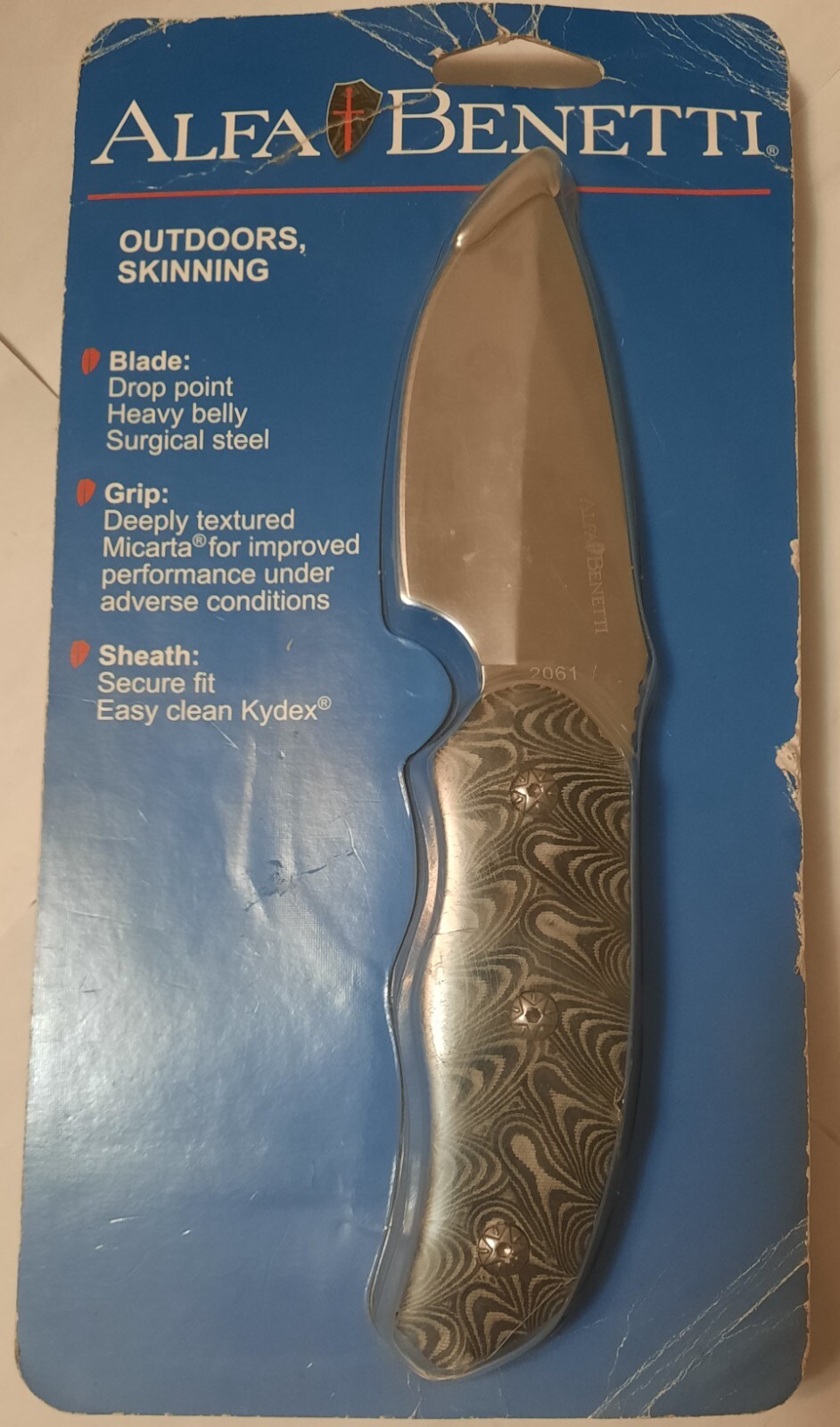 Alpa Benetti Hunting Knife Micarta Handles Kydex Sheath 3.75" Drop Point Blade