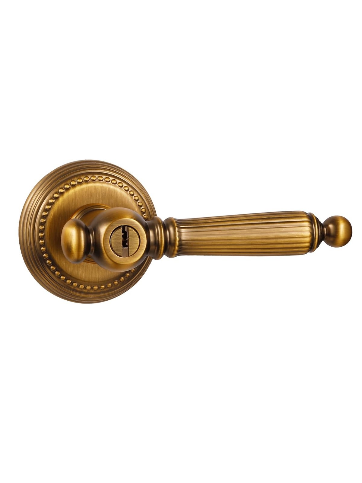 1 Pack Antique Door Lever with Lock and Key Entry Antique Brass Door Handle D...