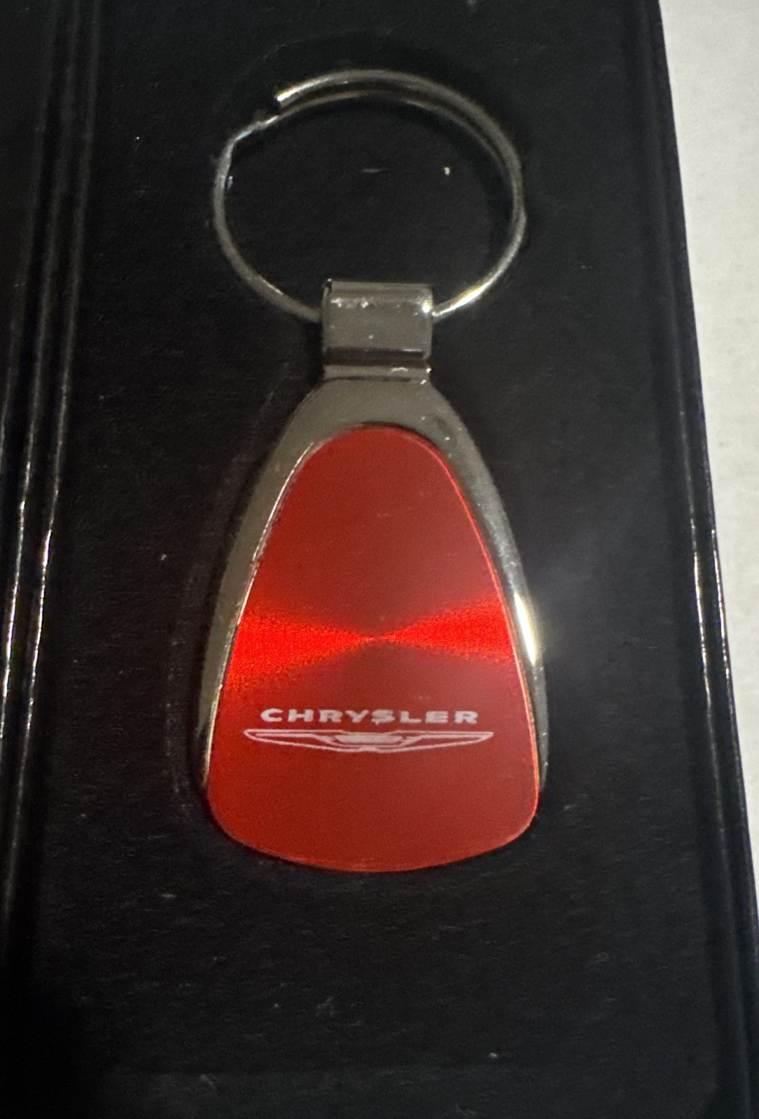 CHRYSLER Tear Drop Metal RED Key Chain Licensed