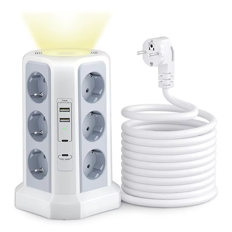 Surge Protector MultiSocket, 4000W, 16A, with 2 USB a and 2 USB C Ports, 2M Exte